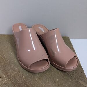 Melissa Nude Platform Slides Women’s Size 7 – Peep Toe Slip-On Sandals